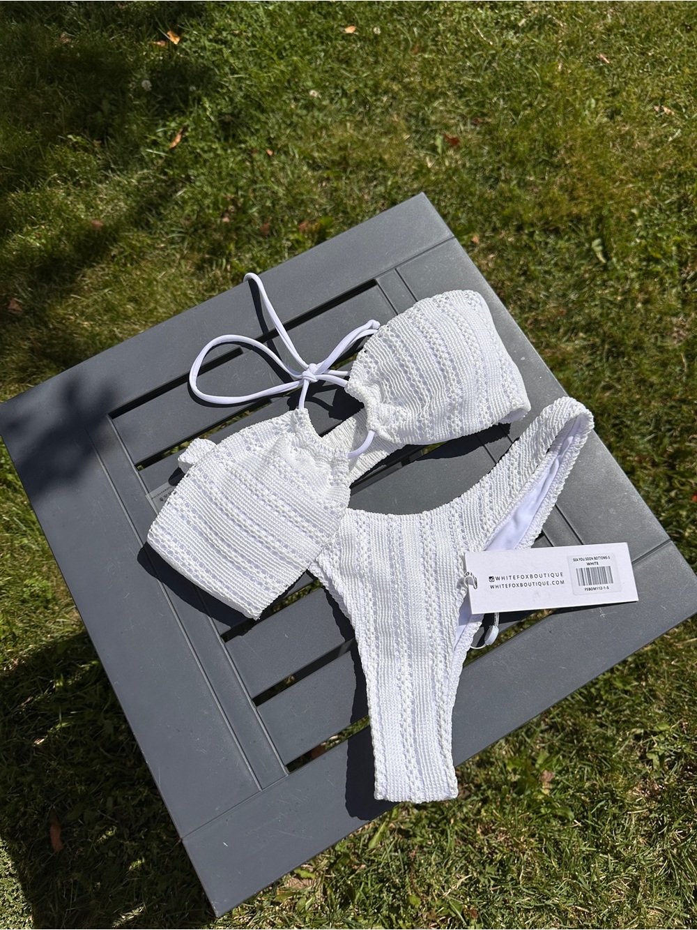 White Textured Bikini One-Piece Set